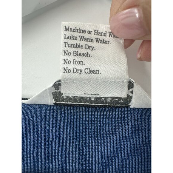 Misook Tunic Blue Striped Sz Large Beautiful Acrylic Sweater Light AC25 - Picture 8 of 9